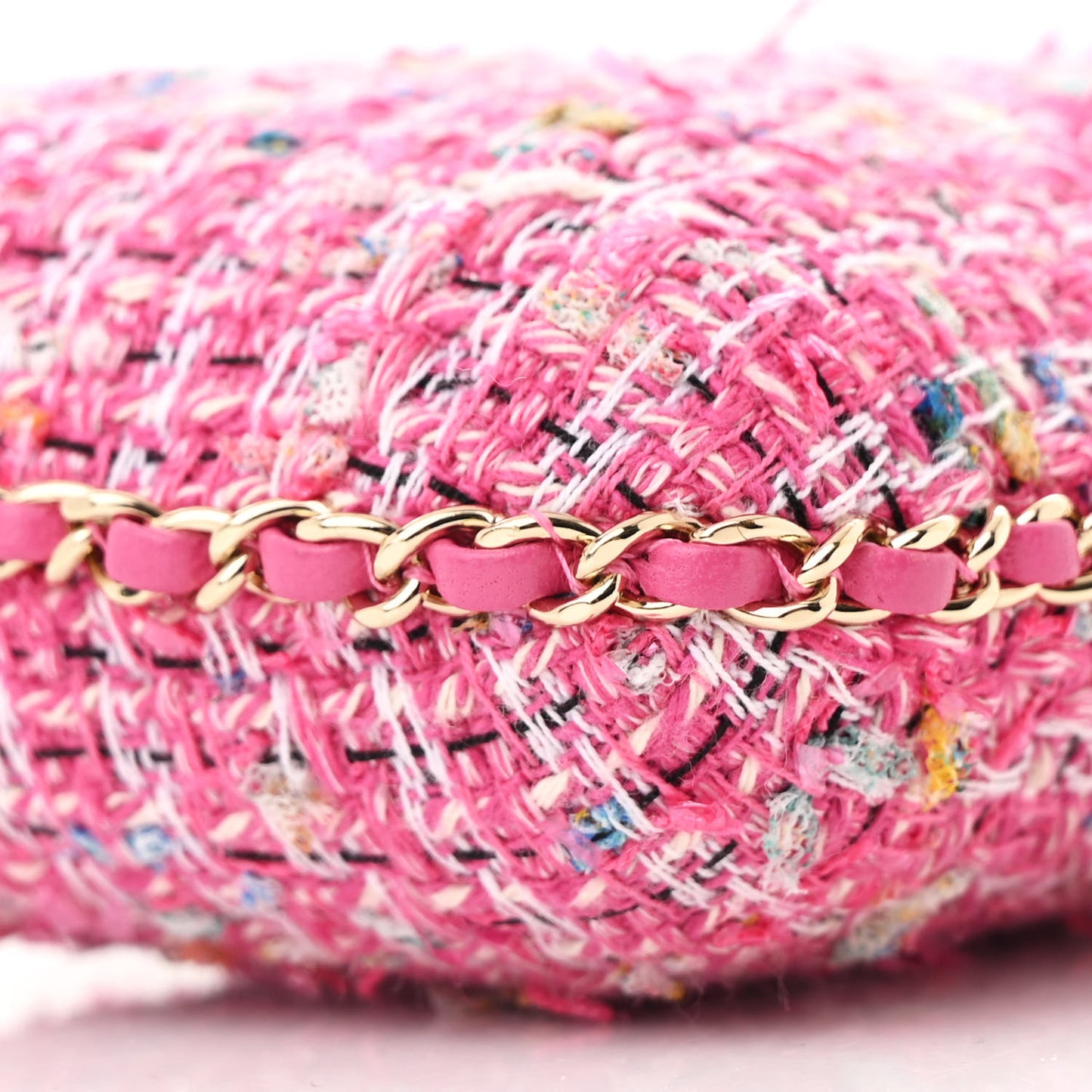 Tweed Chain Around Phone Holder Pink Blue White
