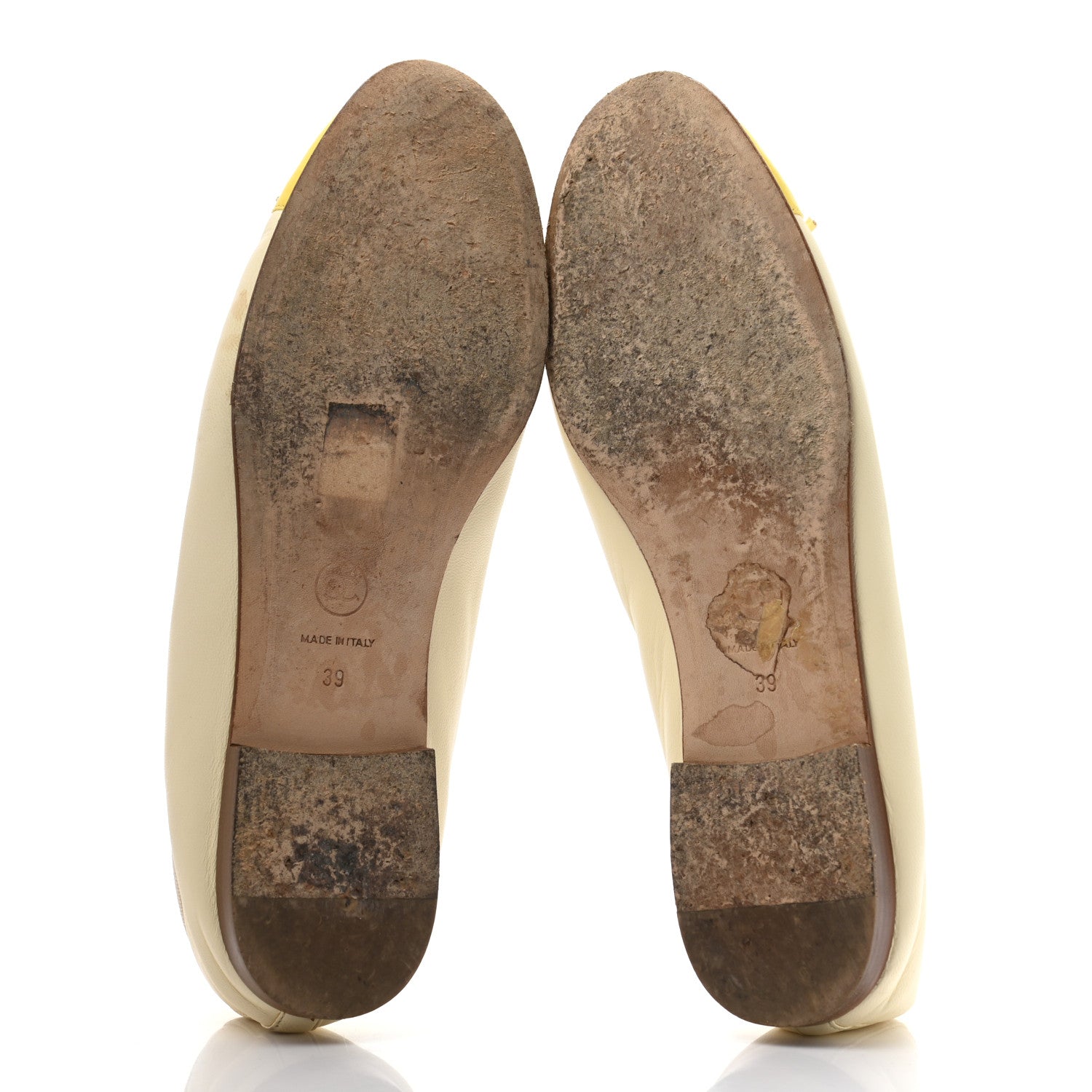 Chanel Lambskin Cap Toe Ballerina Flats 39 White Yellow 5 of 11