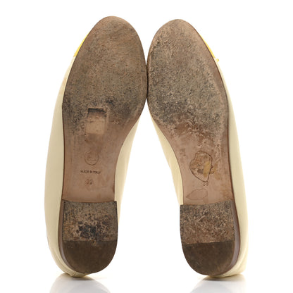 Chanel Lambskin Cap Toe Ballerina Flats 39 White Yellow 5 of 11