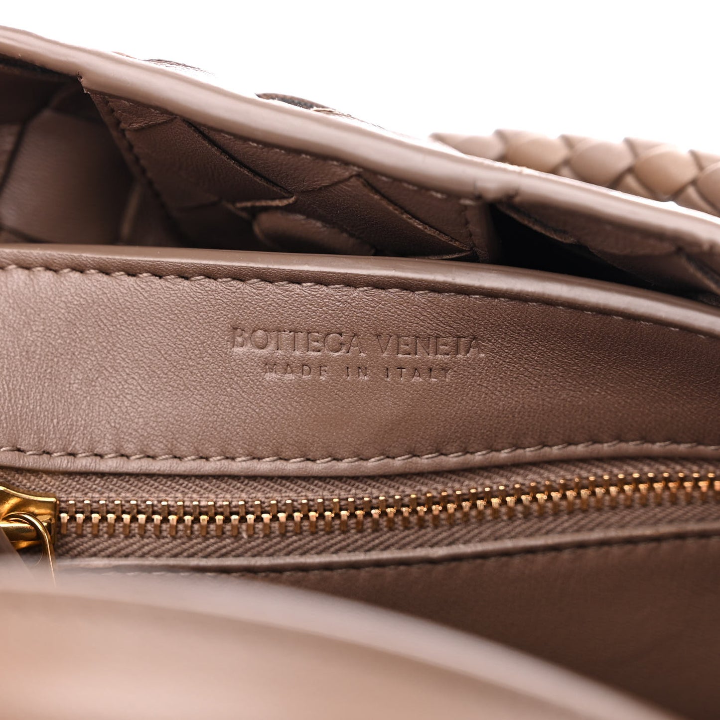 Nappa Intrecciato Small Andiamo Shoulder Bag Taupe Grey
