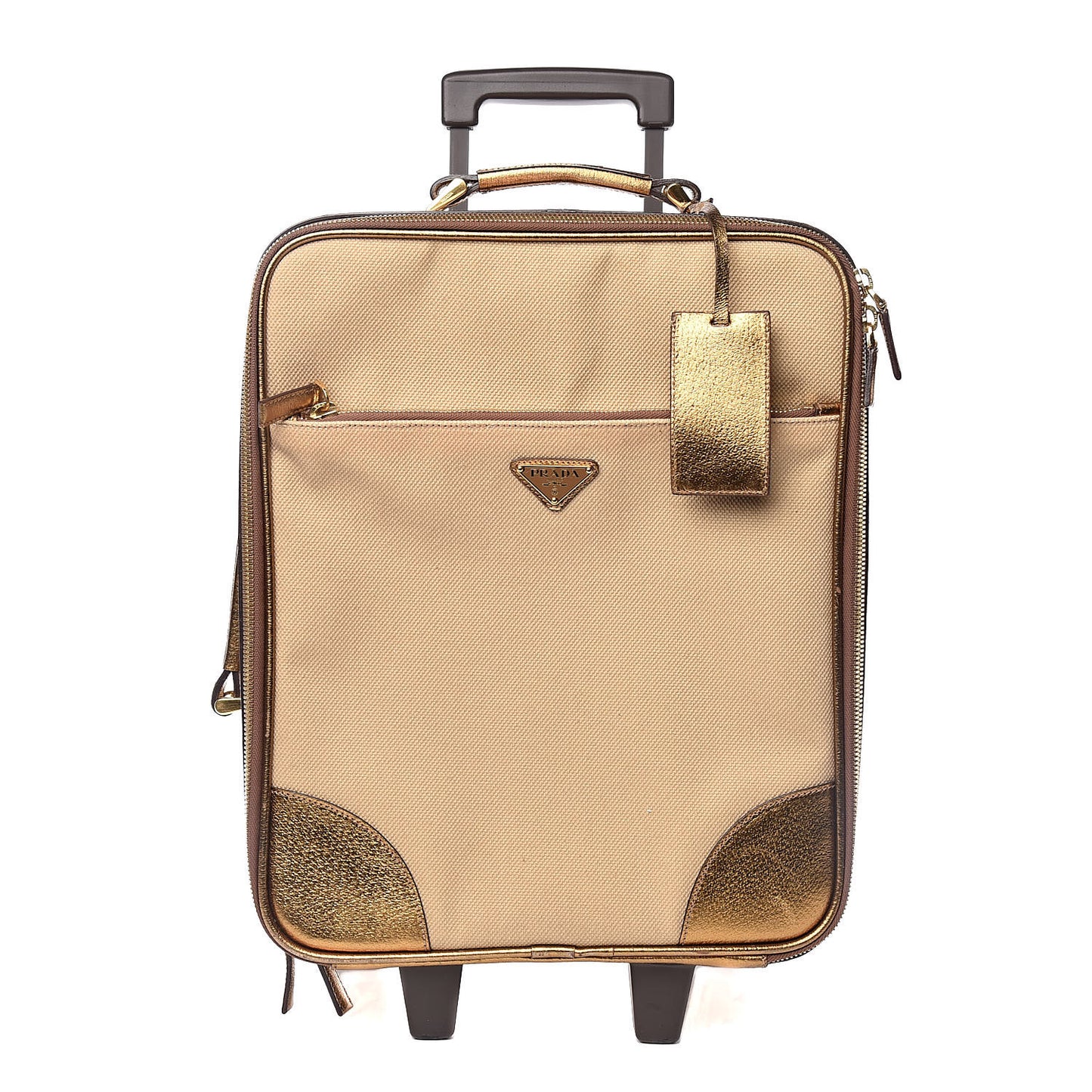 Metallic Cinghiale Canvas Trolley Luggage Naturale Oro