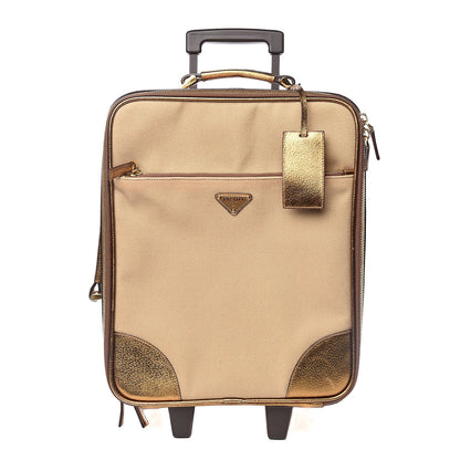 Prada Metallic Cinghiale Canvas Trolley Luggage Naturale Oro 1 of 17