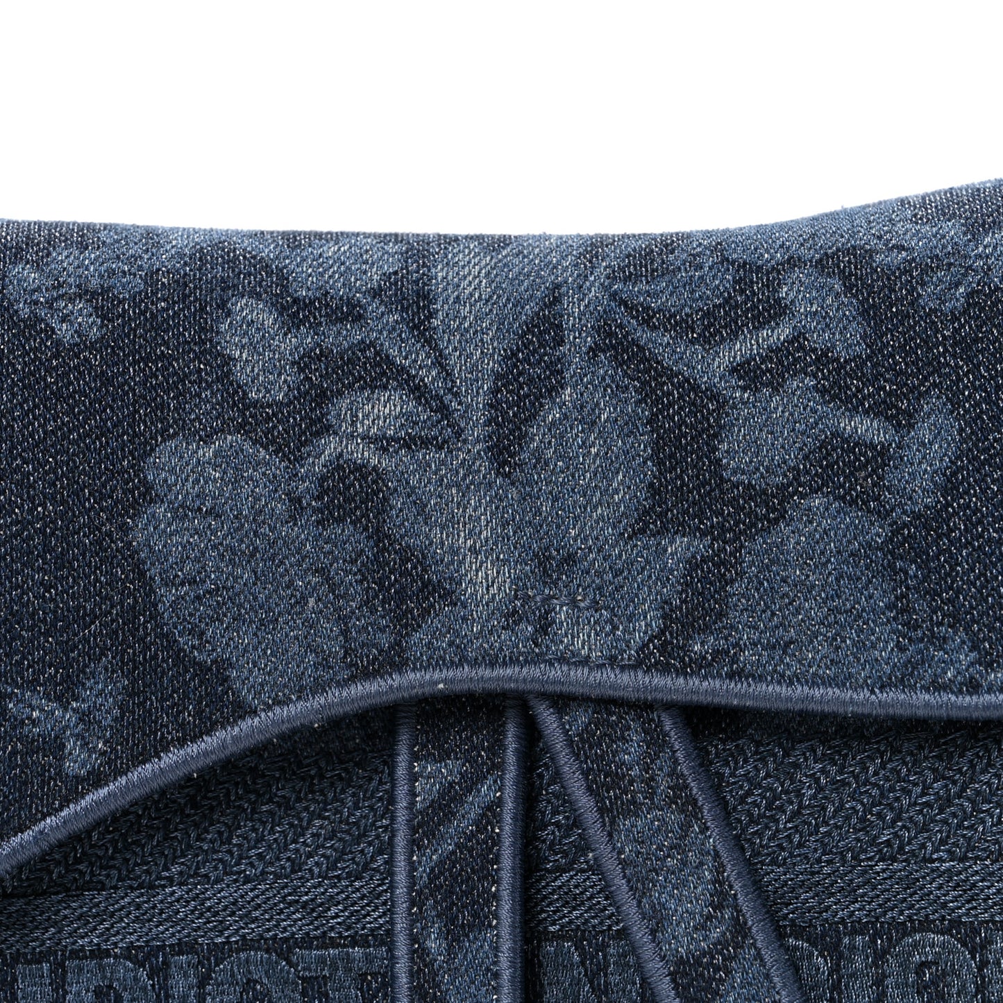 Denim Flowers Embroidered Saddle Bag Blue