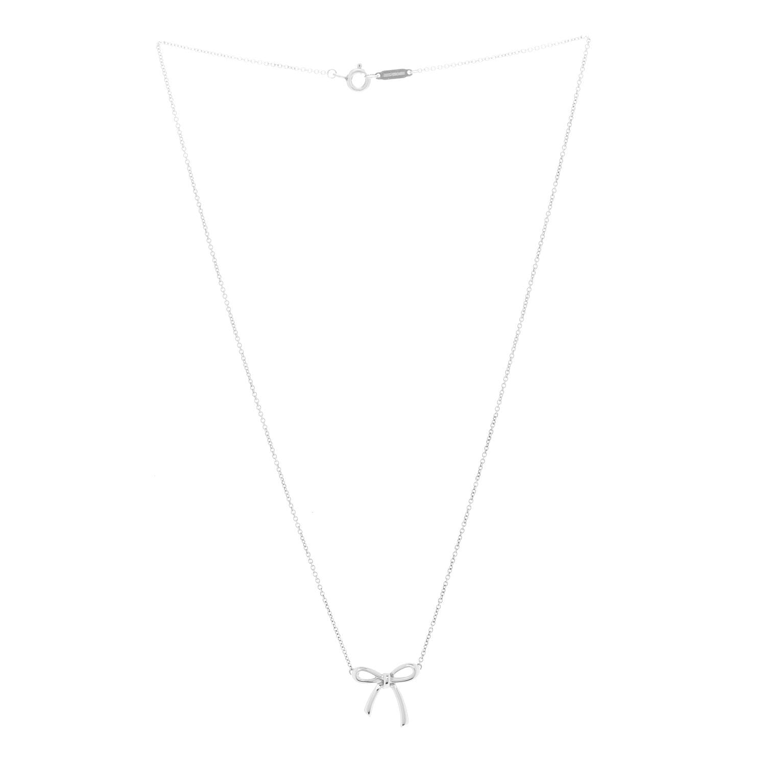 Tiffany Sterling Silver Small Bow Pendant Necklace 3 of 6