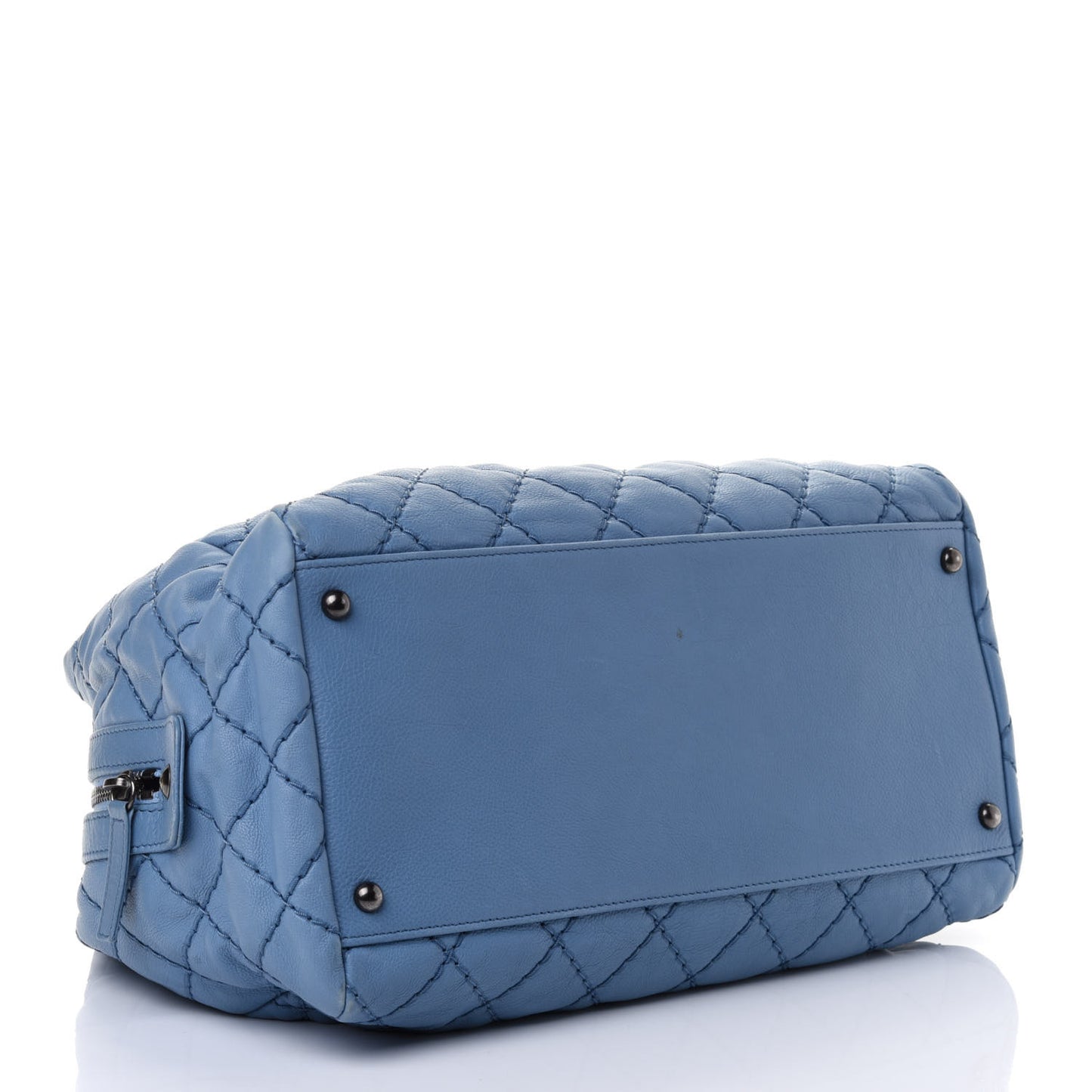 Calfskin Quilted Medium Stitch It Tote Blue