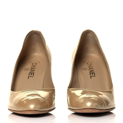 Chanel Metallic Patent Cap Toe CC Pumps 38.5 Gold 2 of 7