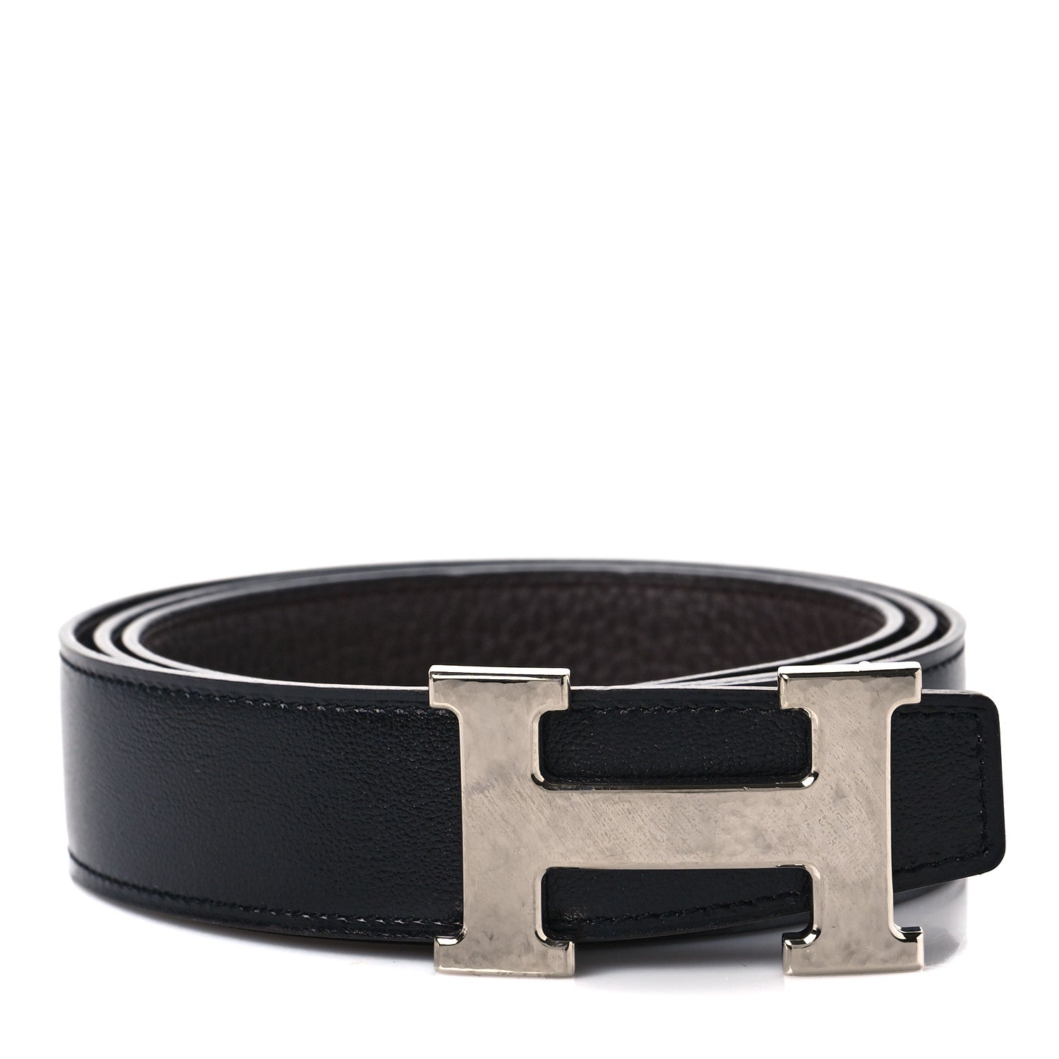 Hermes Box Togo 32mm H Belt 95 Black Chocolate 1 of 5