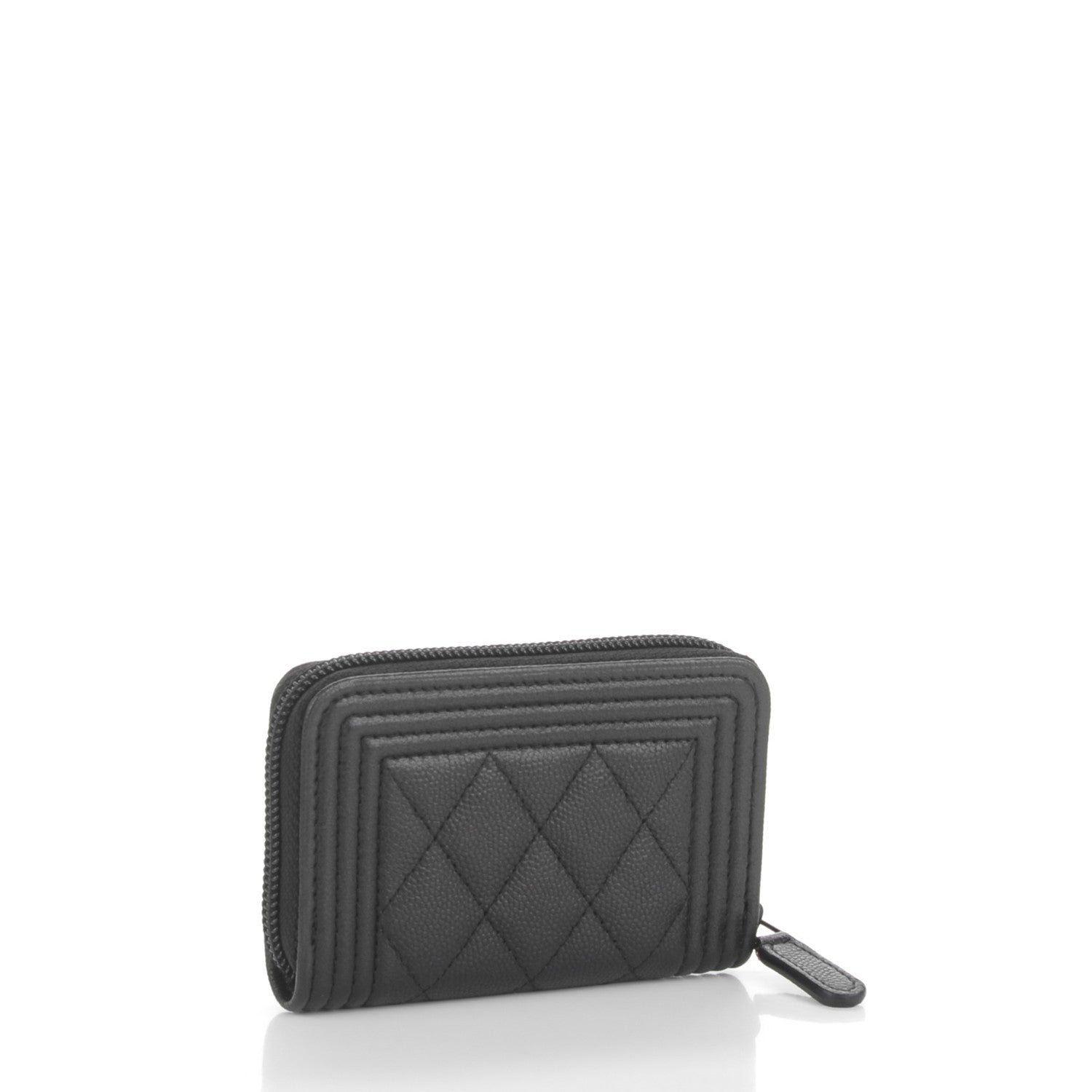 Chanel Caviar Quilted Boy Zip Around Coin Purse Wallet So Black 3 of 7