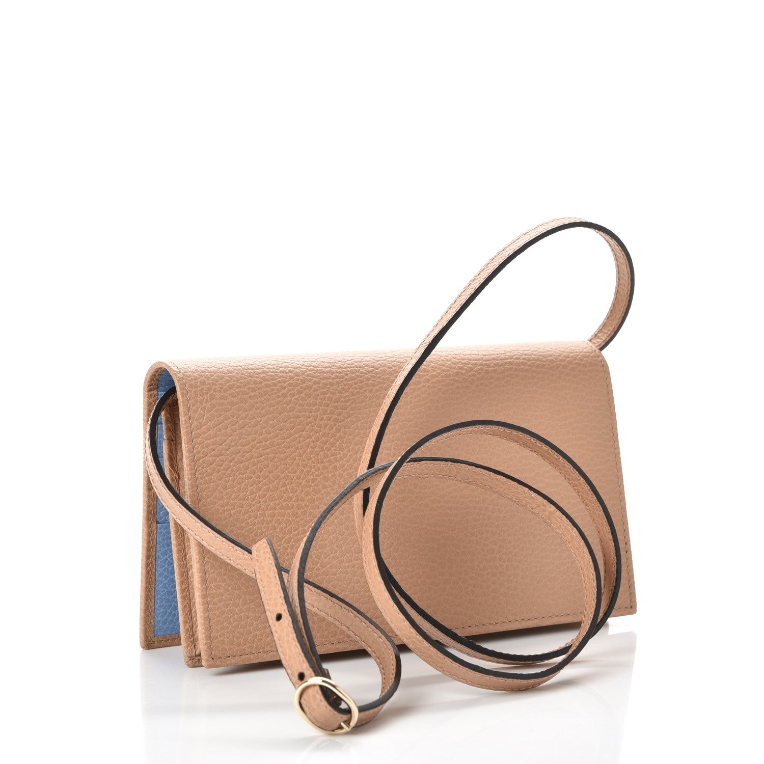 Gucci Dollar Calfskin Mini Swing Wallet Bag Camelia Mineral Blue 4 of 9
