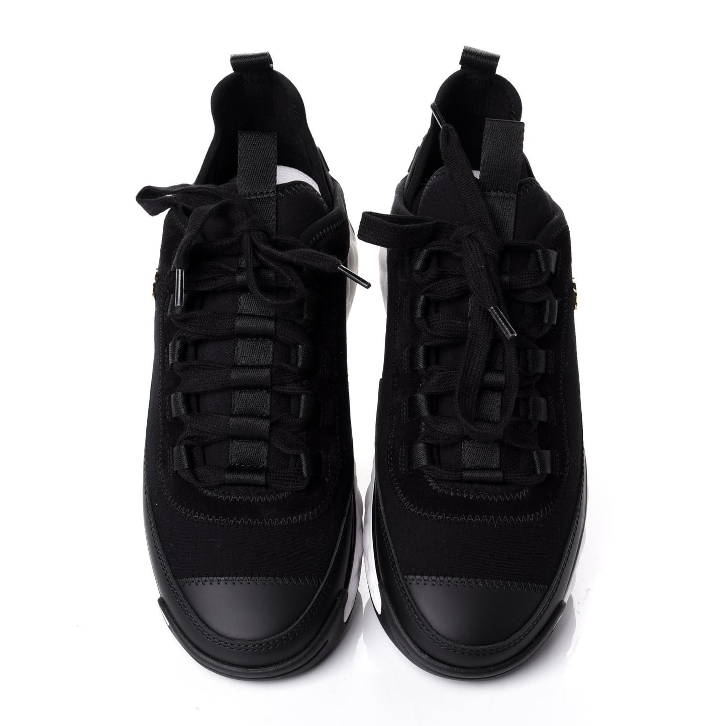 Velvet Calfskin Mixed Fibers CC Sneakers 38 Black