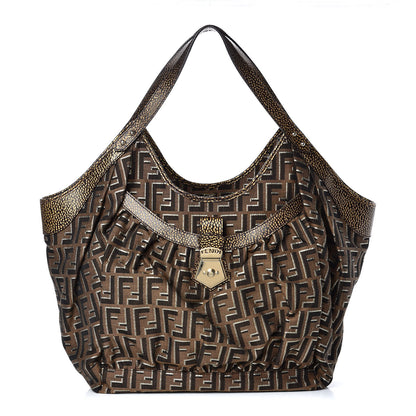 Fendi Zucca Vitello Large Chef Tote Tobacco Oro Moro 1 of 9