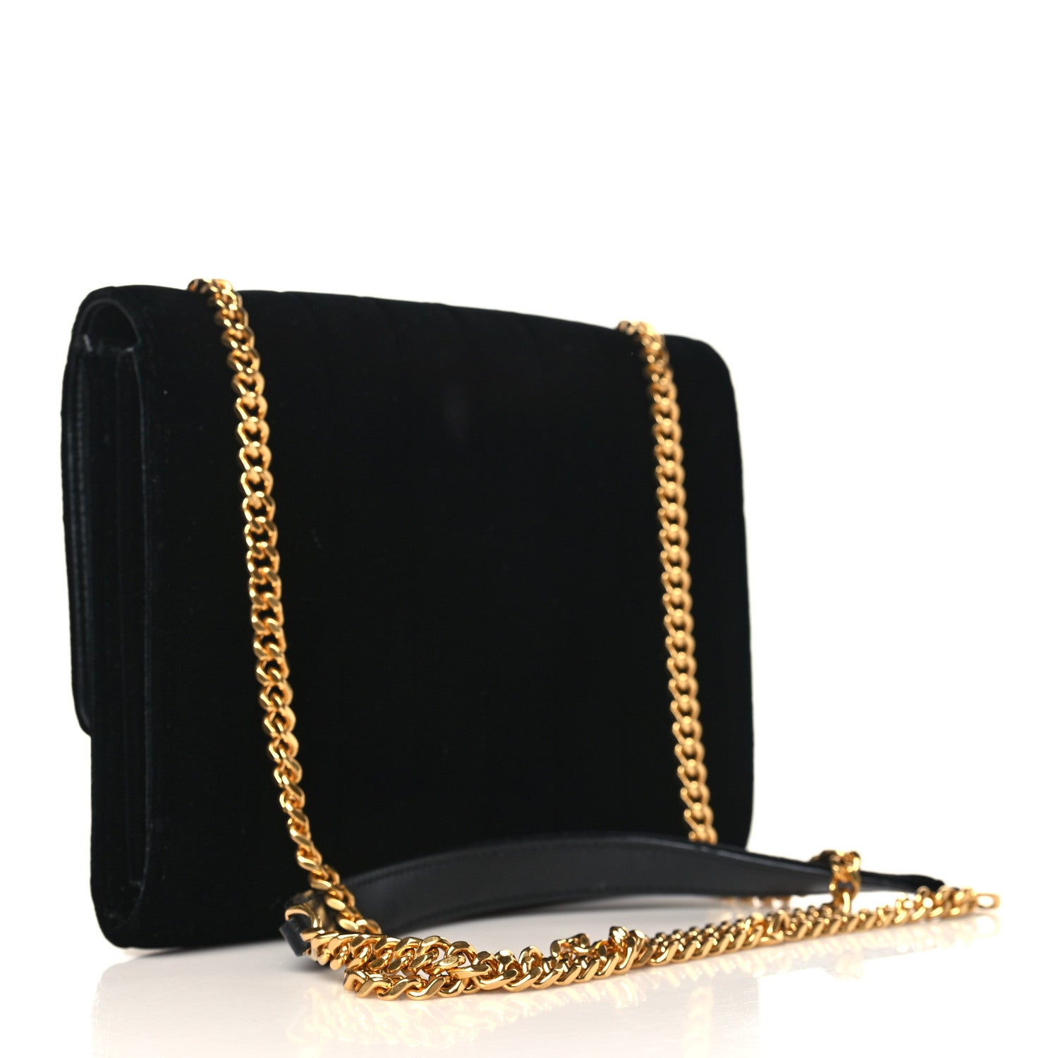 Saint Laurent Velvet Matelasse Monogram Vicky Chain Wallet Black 3 of 9