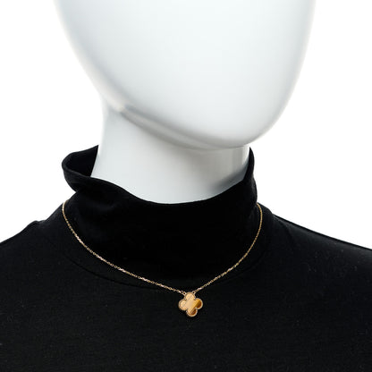 Van Cleef & Arpels 18K Yellow Gold Tiger Eye Vintage Alhambra Pendant Necklace 2 of 4