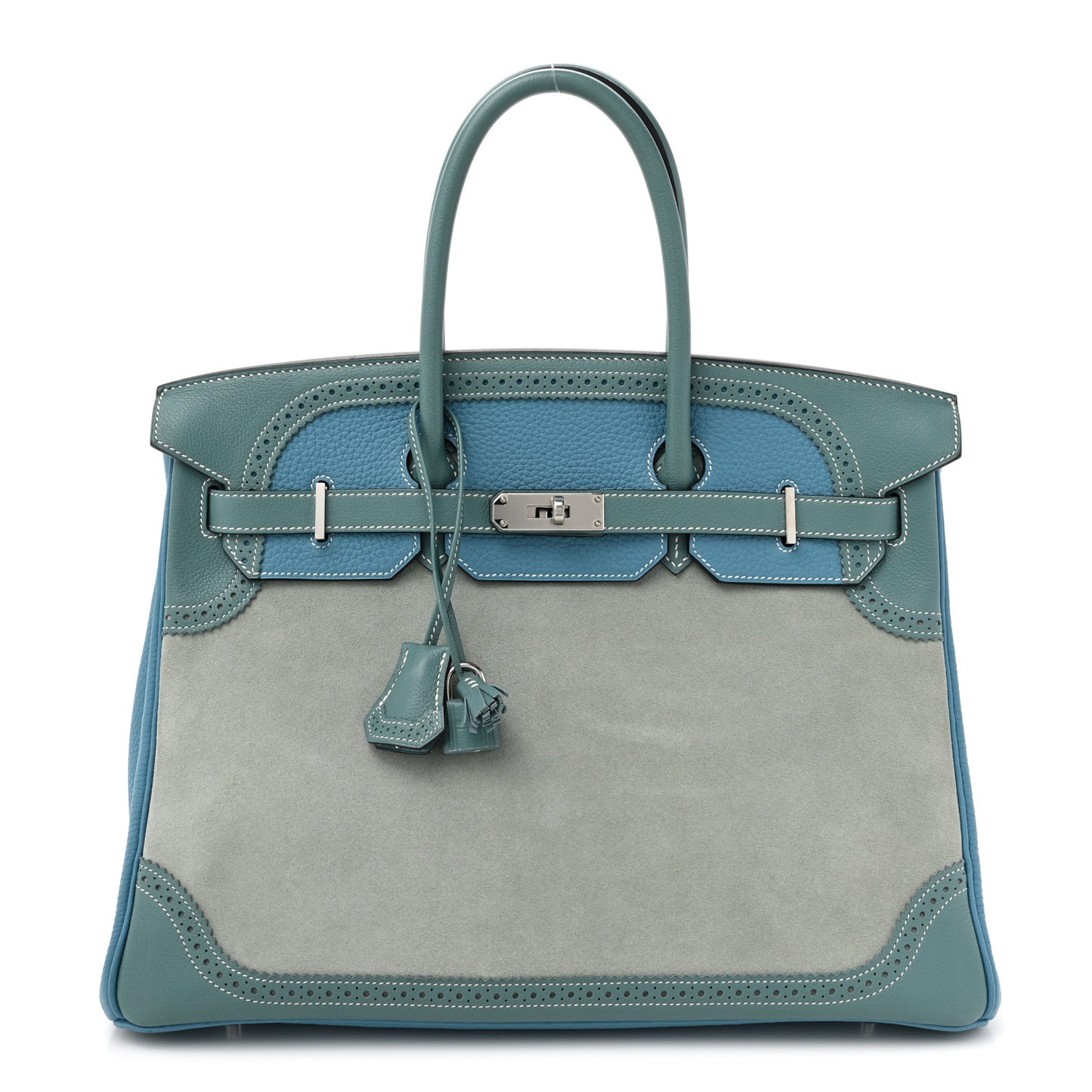 Veau Doblis Taurillon Clemence Evergrain Ghillies Birkin 35 Turquoise Ciel