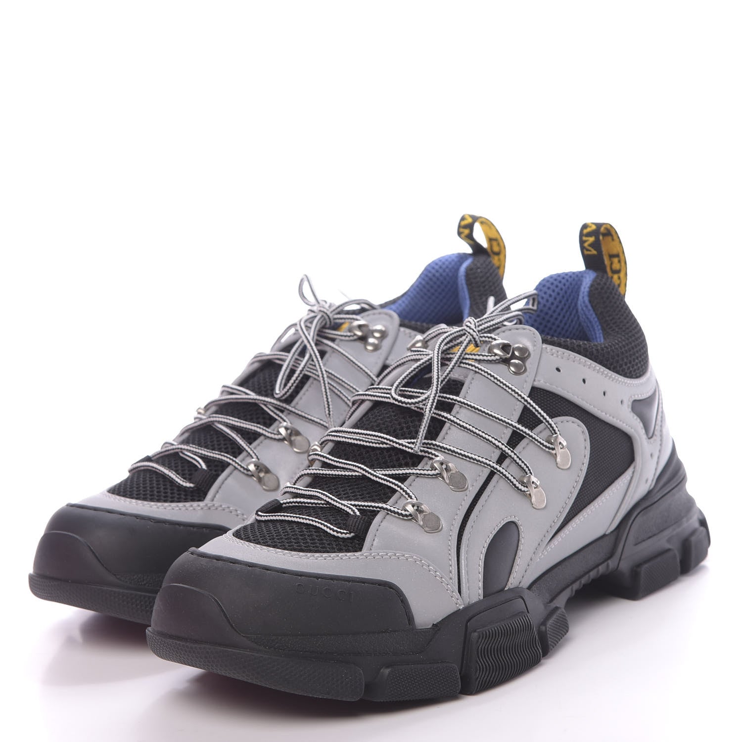Gucci X SEGA Mesh Technical Canvas Calfskin Reflective Mens Flashtrek Sneakers 11 Silver Black 3 of 8