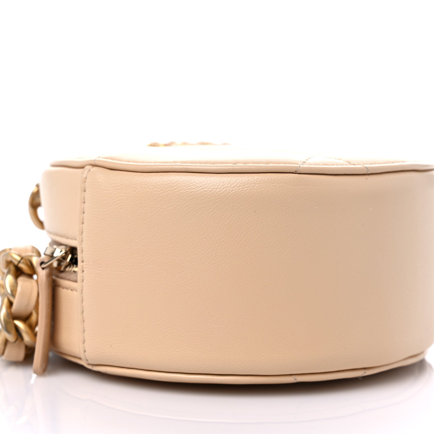 Chanel Lambskin Quilted Chanel 19 Round Clutch With Chain Beige 7 of 9