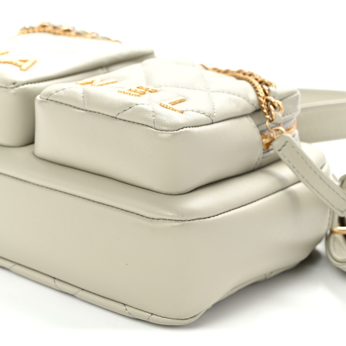Calfskin Quilted Small Camera Case Grey