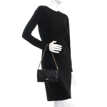 Chanel Caviar Quilted Wallet With Chain Black 2 of 9