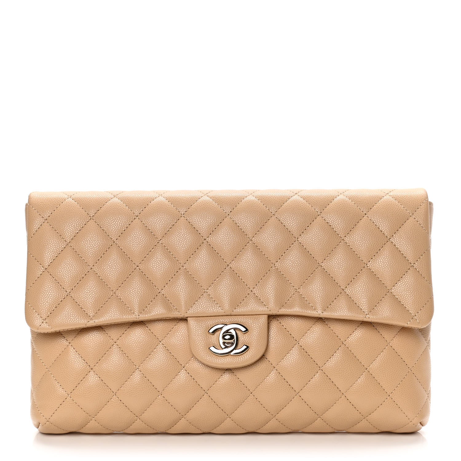 Chanel Caviar Quilted Flap Clutch Beige 1 of 8
