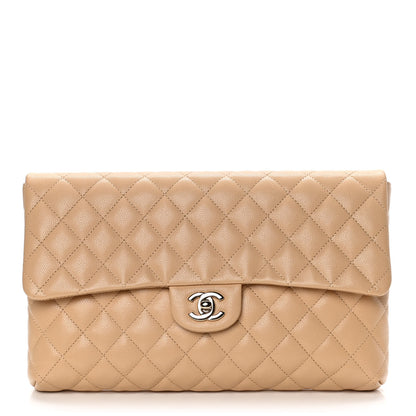 Chanel Caviar Quilted Flap Clutch Beige 1 of 8