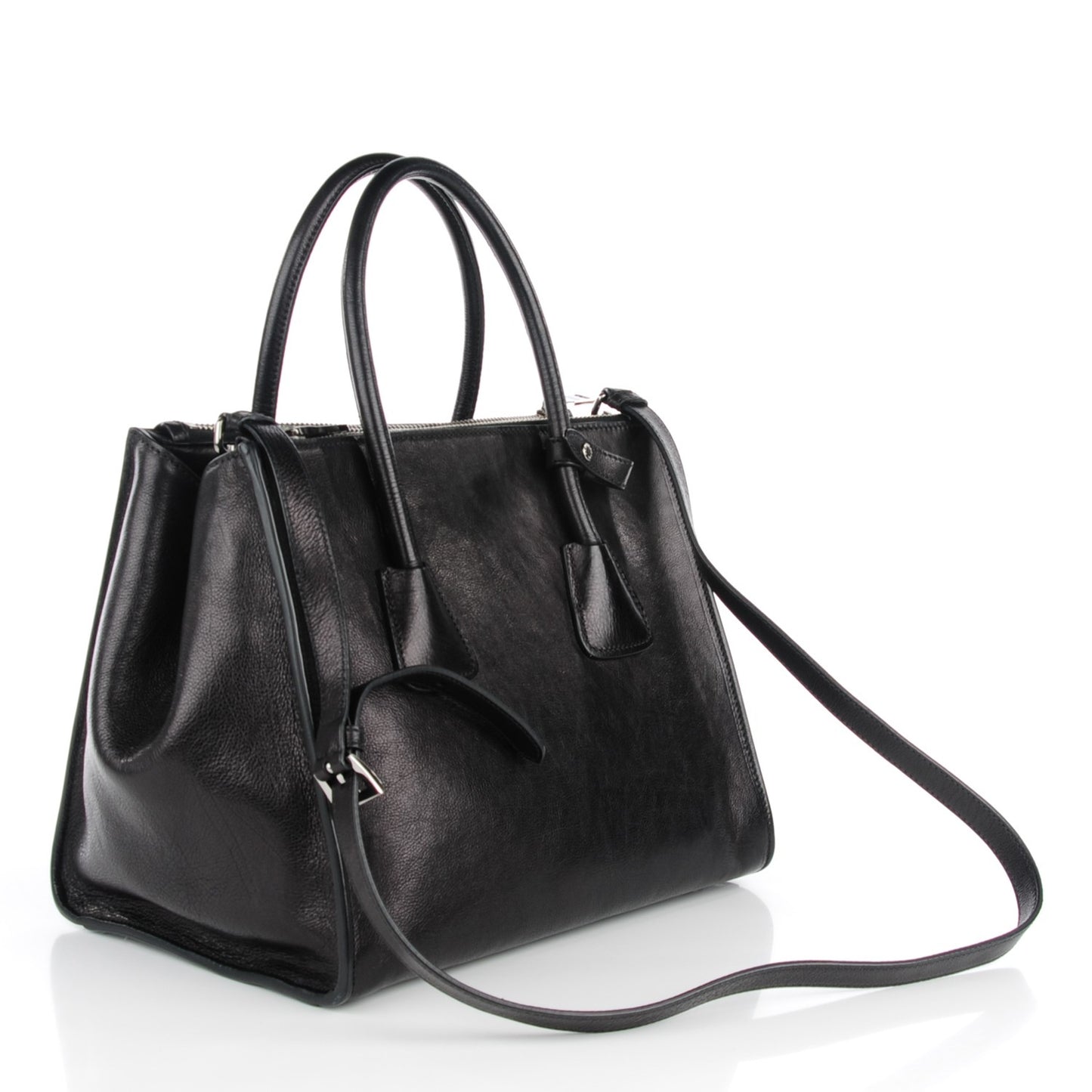 Glace Calf Twin Pocket Tote Nero Black