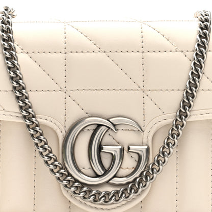 Gucci Calfskin Matelasse Aria Super Mini GG Marmont Shoulder Bag Mystic White 8 of 11