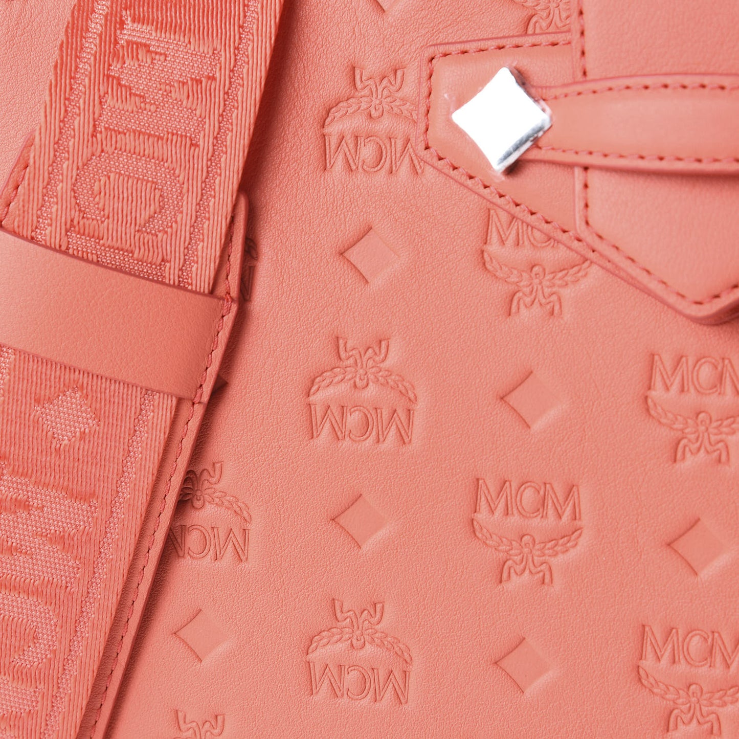 Calfskin Ottomar Monogram Medium Essential Tote Hot Coral