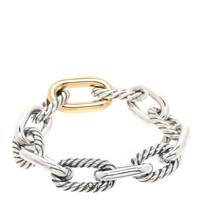 David Yurman Sterling Silver 18K Yellow Gold 13.5mm Large Madison Cable Link Bracelet 2 of 5