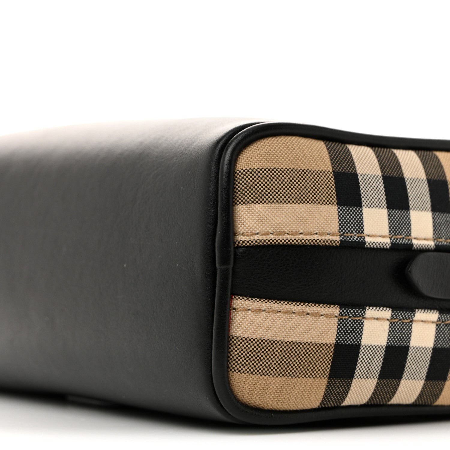 Burberry Calfskin Vintage Check Half Cube Crossbody Bag Black