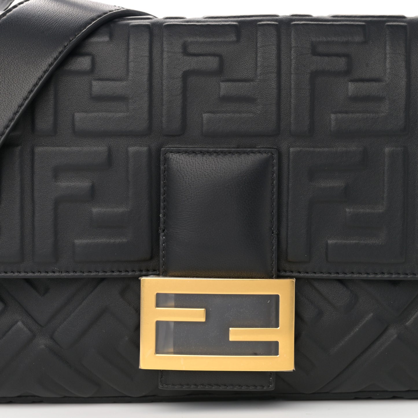 Nappa FF 1974 Embossed Large Baguette Black