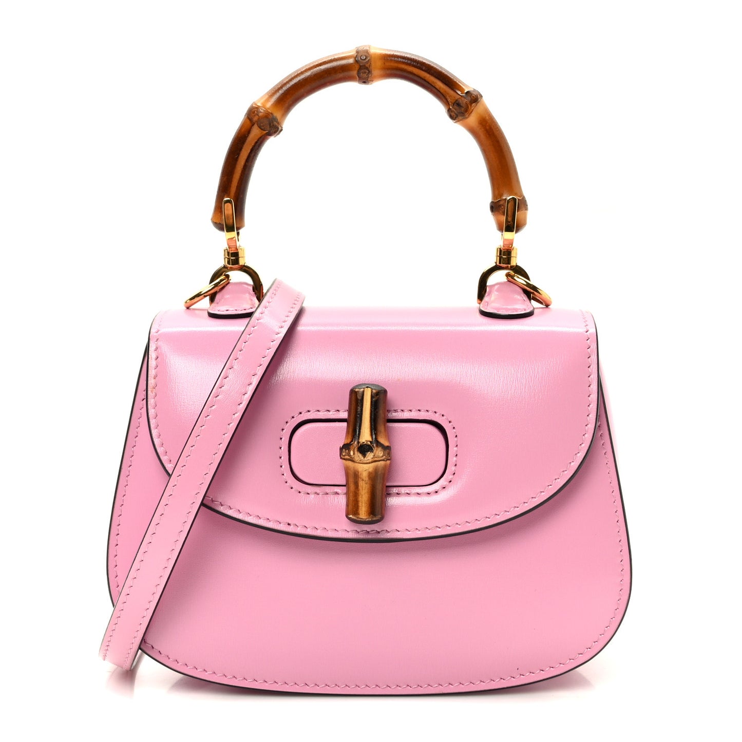 Boarded Dyana Lux Calfskin Web Mini Bamboo 1947 Top Handle Bag Nice Pink
