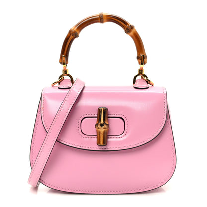 Gucci Boarded Dyana Lux Calfskin Web Mini Bamboo 1947 Top Handle Bag Nice Pink 1 of 10