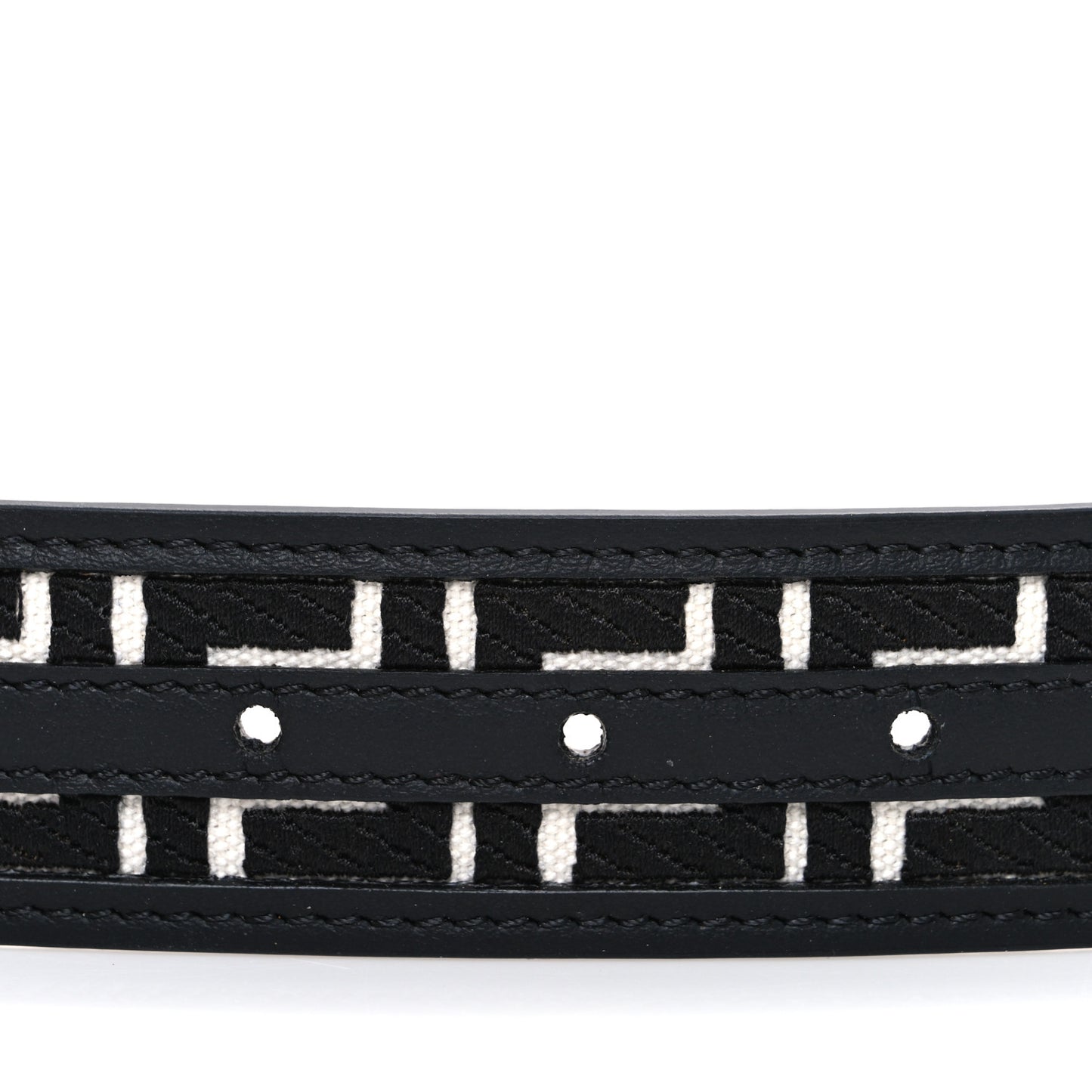 X MARC JACOBS Canvas Vitello King FF Belt 70 28 Black White