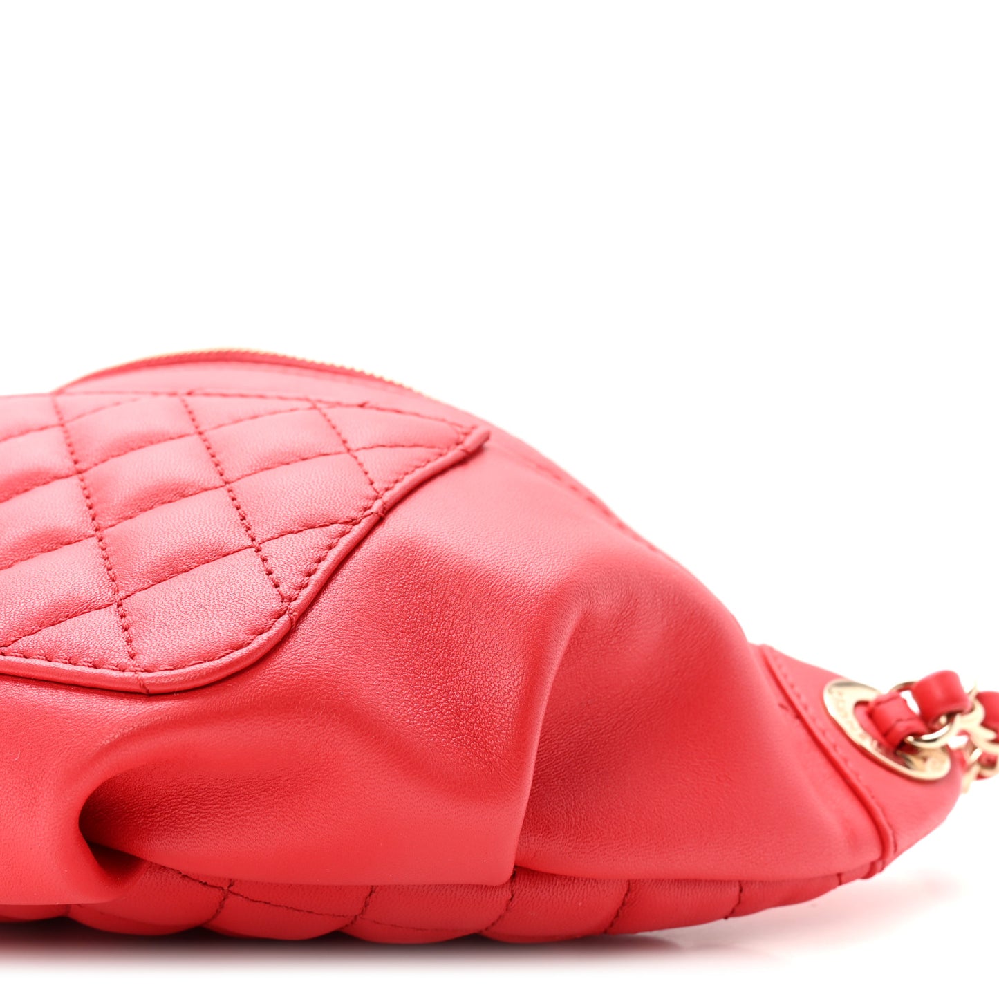 Lambskin Quilted Waist Bag Fanny Pack Red