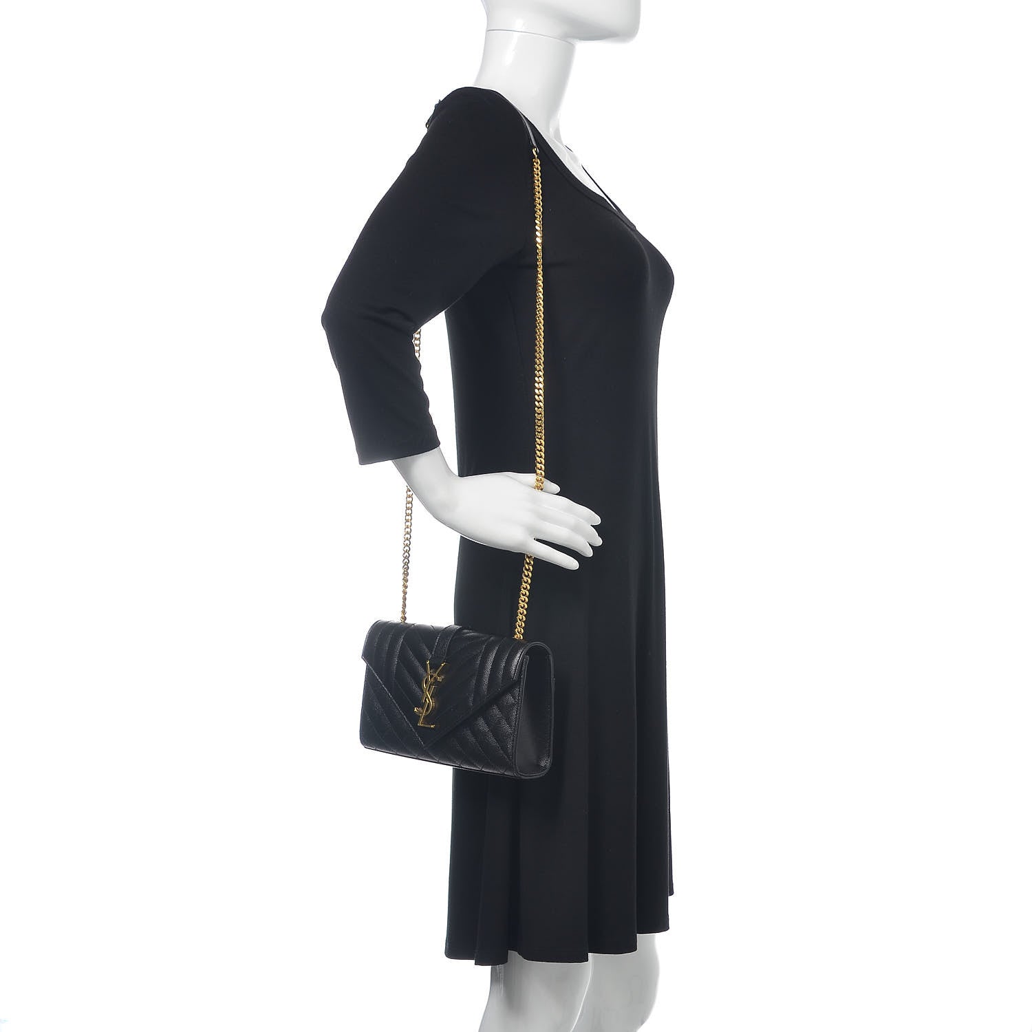 Saint Laurent Grain De Poudre Textured Mixed Matelasse Triquilt Small Monogram Satchel Black 2 of 12