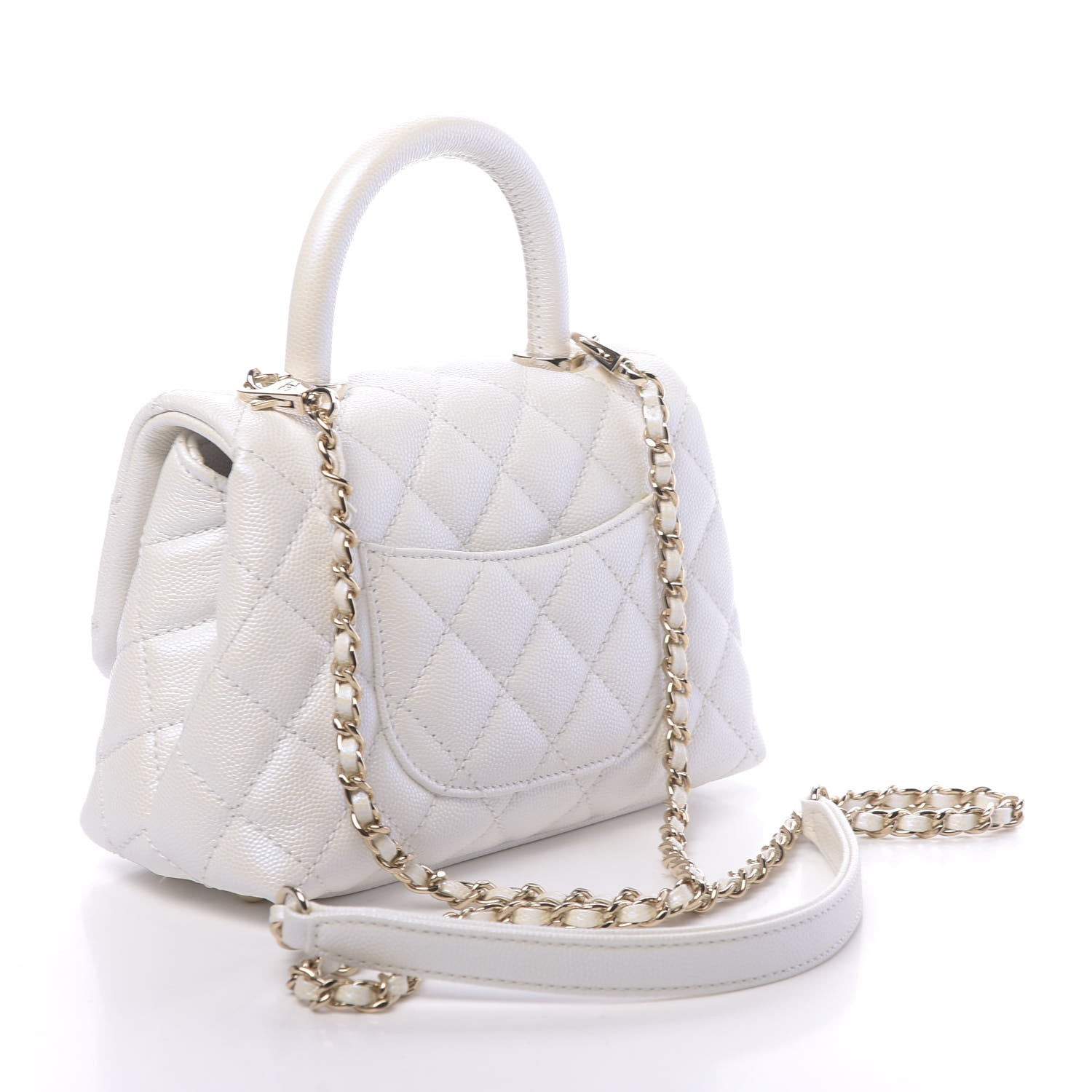 Chanel Iridescent Caviar Quilted Extra Mini Coco Handle Flap Ivory 3 of 11