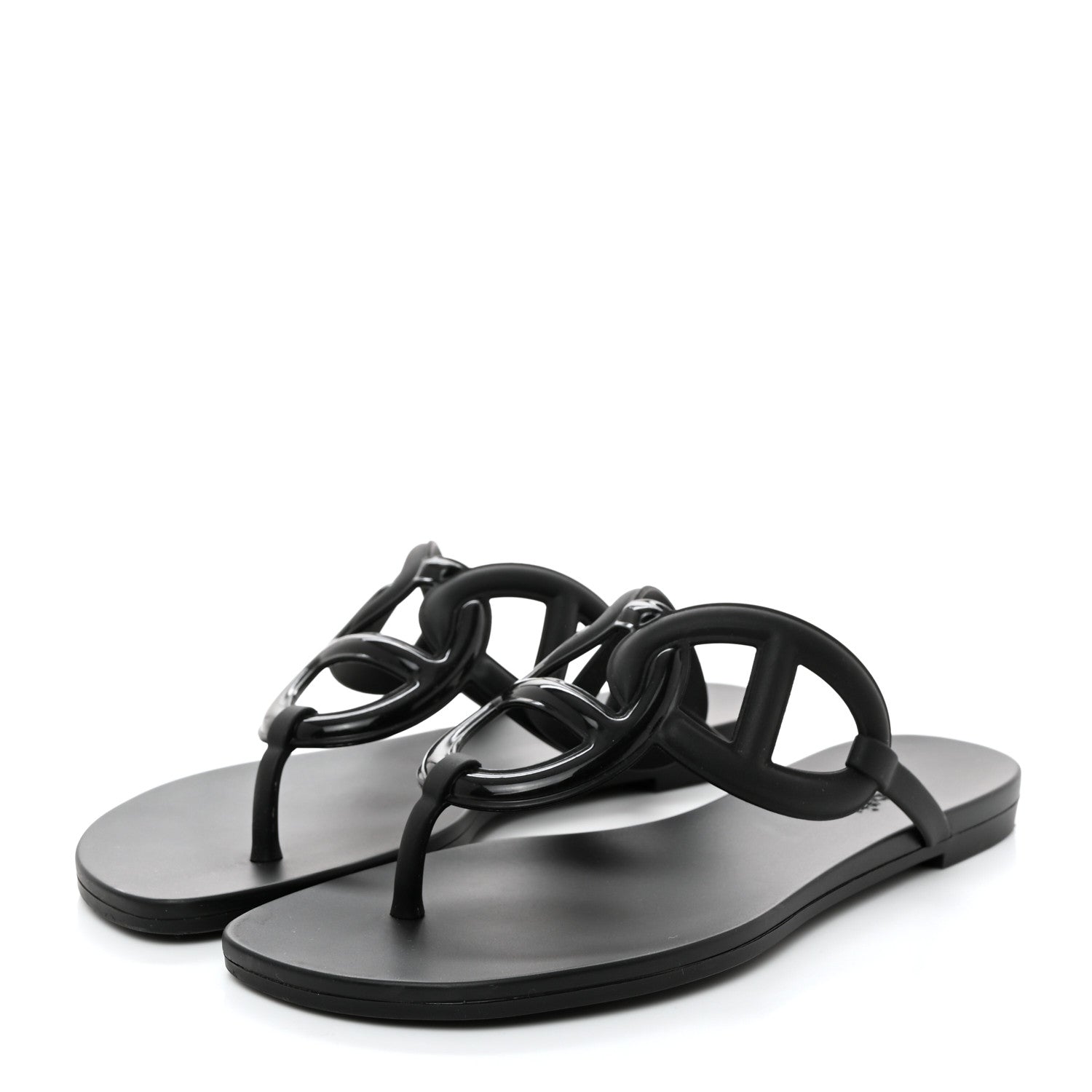 Hermes Rubber Womens Egerie Sandals 36 Black 3 of 9
