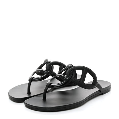 Hermes Rubber Womens Egerie Sandals 36 Black 3 of 9