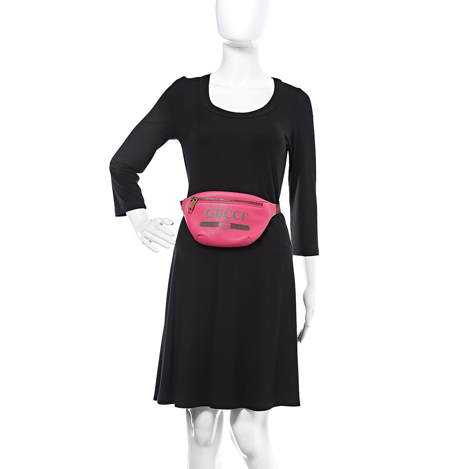 Gucci Grained Calfskin Small Logo Belt Bag Box Pink Green 2 of 10