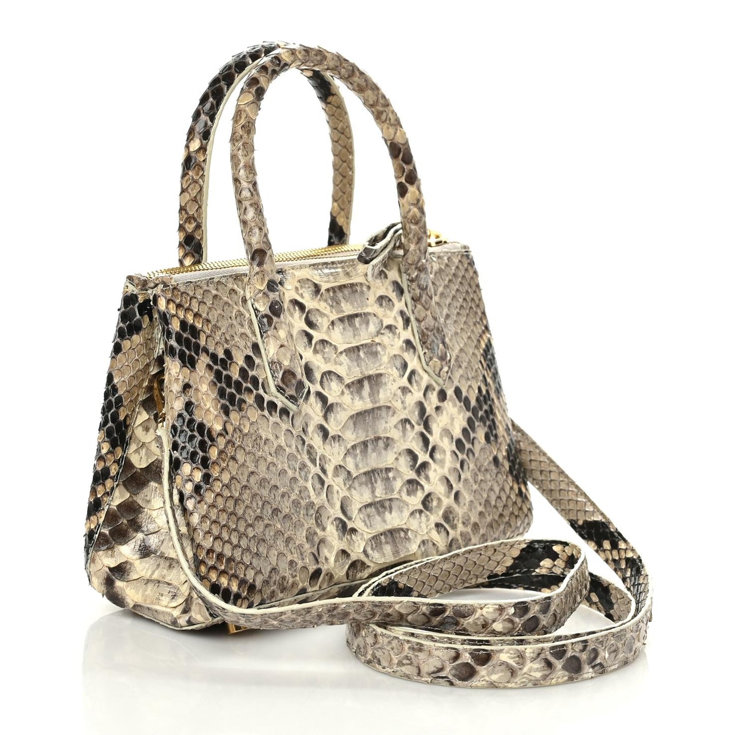 Python Top Handle Bag Grey White
