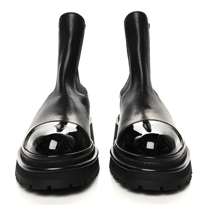 Chanel Crumpled Calfskin Patent Cap Toe Short Boots 40 Black 2 of 8
