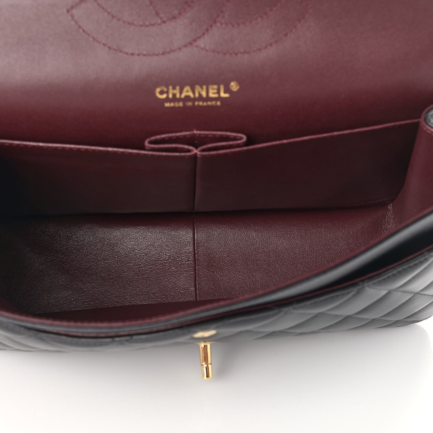 Lambskin Quilted Jumbo Double Flap Black