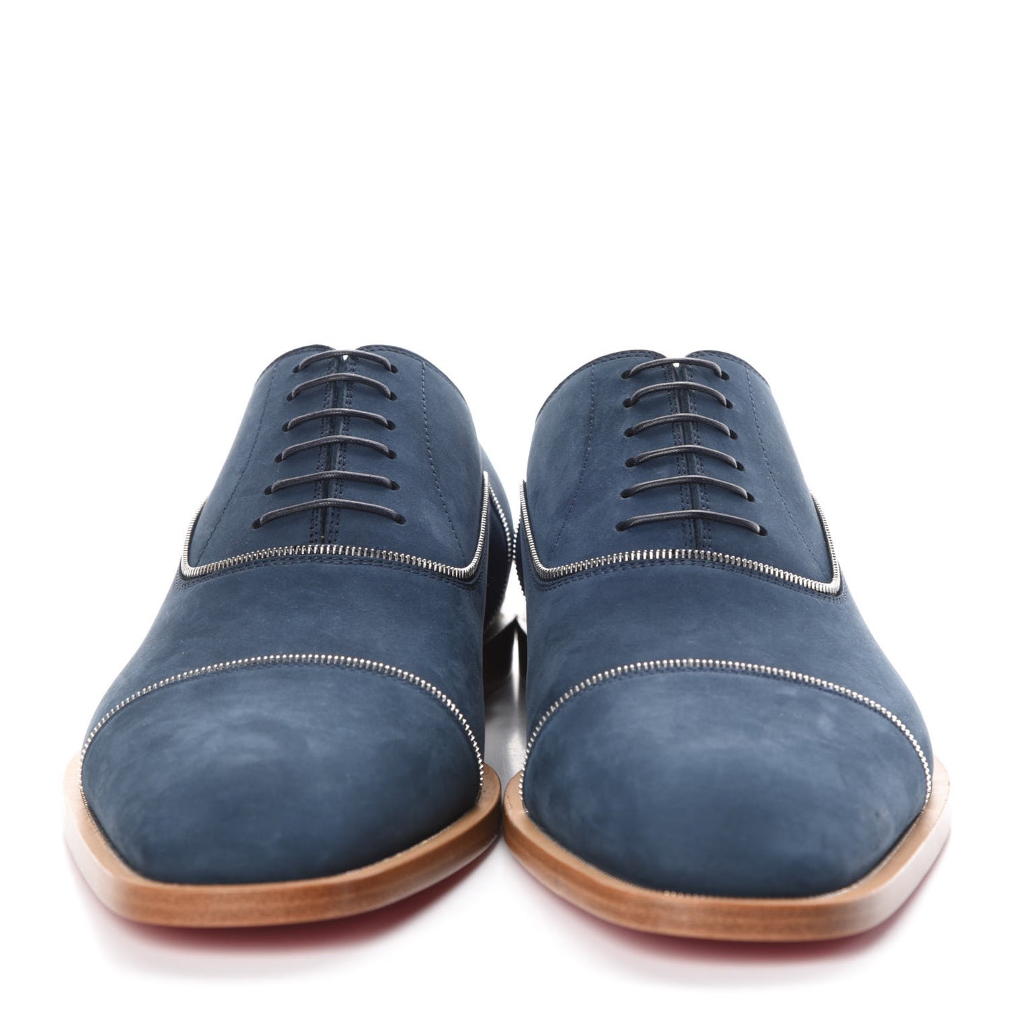 Calfskin Nubuck Mens Greggo Flat Oxfords 40.5 Navy