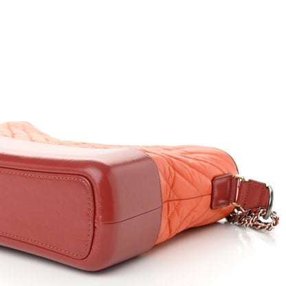 Chanel Aged Calfskin Chevron Quilted Medium Gabrielle Hobo Dark Red Orange 10 of 10