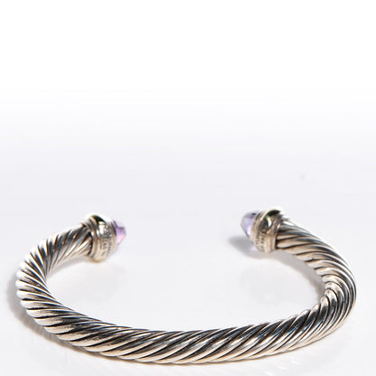 David Yurman Sterling Silver 14K Yellow Gold Amethyst 7mm Cable Classics Bracelet 3 of 4
