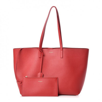 Saint Laurent Calfskin Large Shopping Tote Red 3 of 10