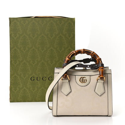 Gucci Monogram Jumbo GG Textured Dollar Calfskin Web Mini Diana Tote Bag Off White 10 of 10