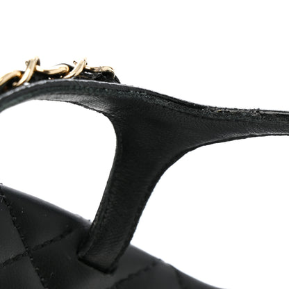 Chanel Crumpled Calfskin Chain Sandals 38 Black 11 of 12