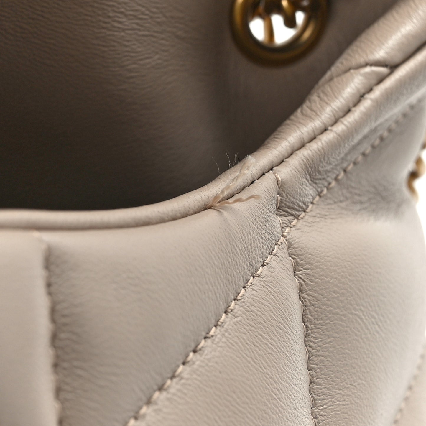 Lambskin Quilted Toy Loulou Puffer Monogram Chain Satchel Dark Beige