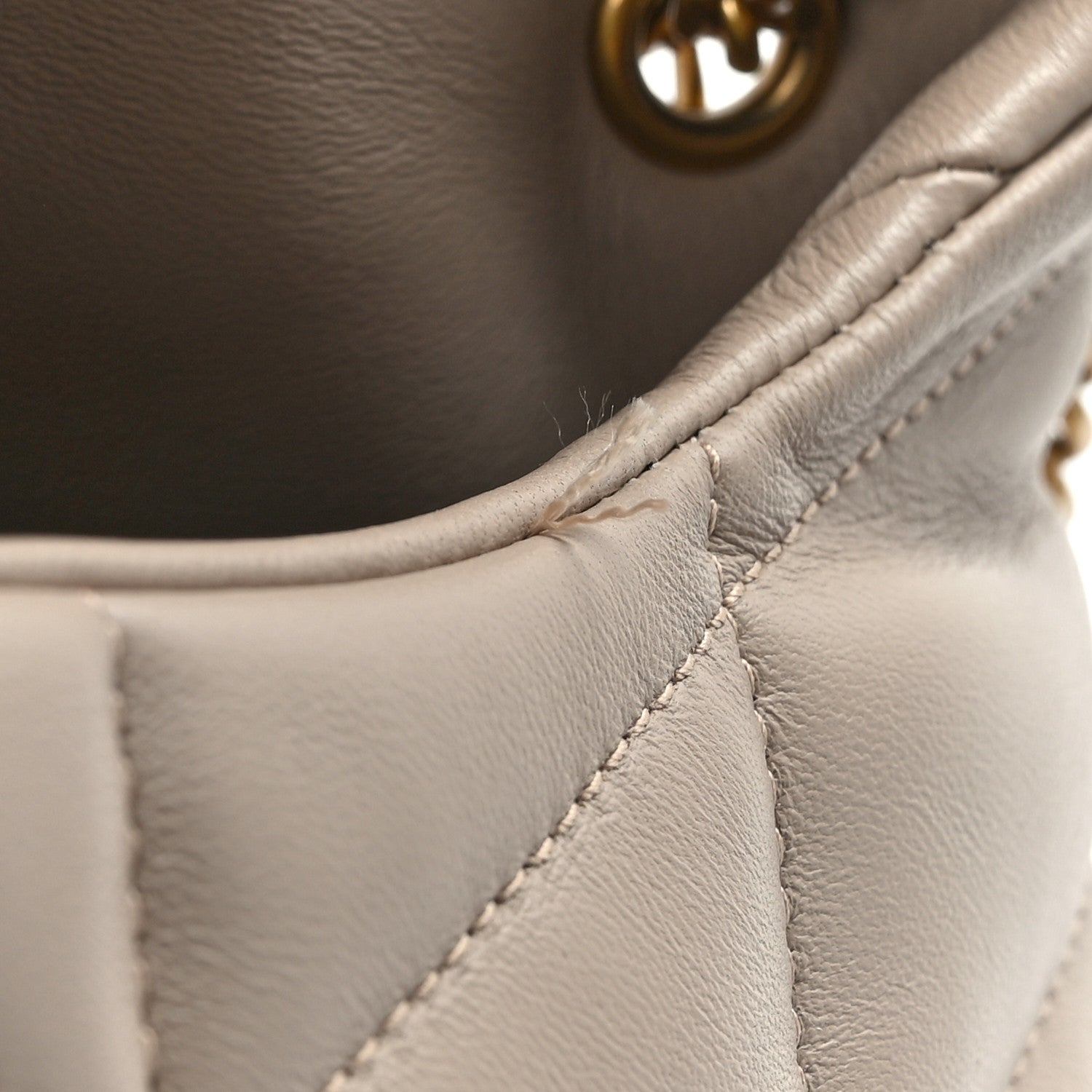 Saint Laurent Lambskin Quilted Toy Loulou Puffer Monogram Chain Satchel Dark Beige 9 of 9